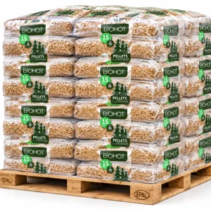 Biohot Pellets — Palete de Granulados de Madeira (77 sacos) de 15kg