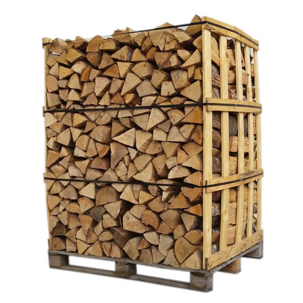 Troncos de 33 cm – Mistura 85% madeiras duras, 1 palete = 2,5 estéreos (1,7 m³)