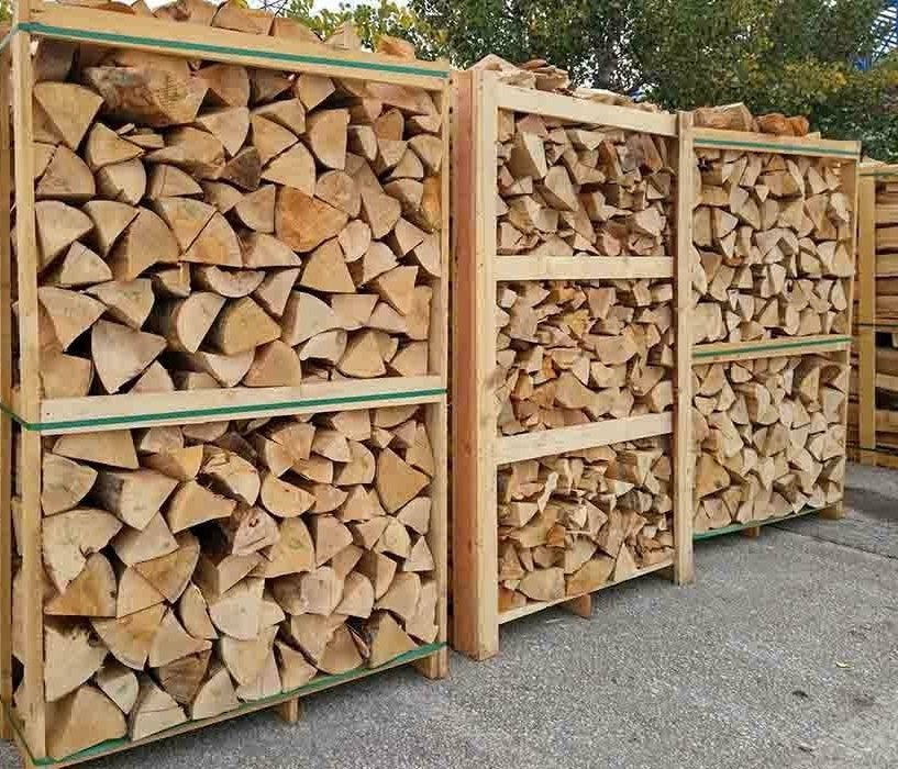 Lenha para queima premium 50 cm – Embalada em palete de 2 m³ / 2,5 estéreos