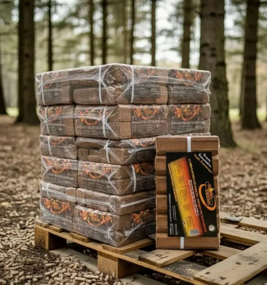 Briquetes de Madeira Premium 864kg - Palete 96 Packs NovaLenha - Combustível Ecológico Portugal